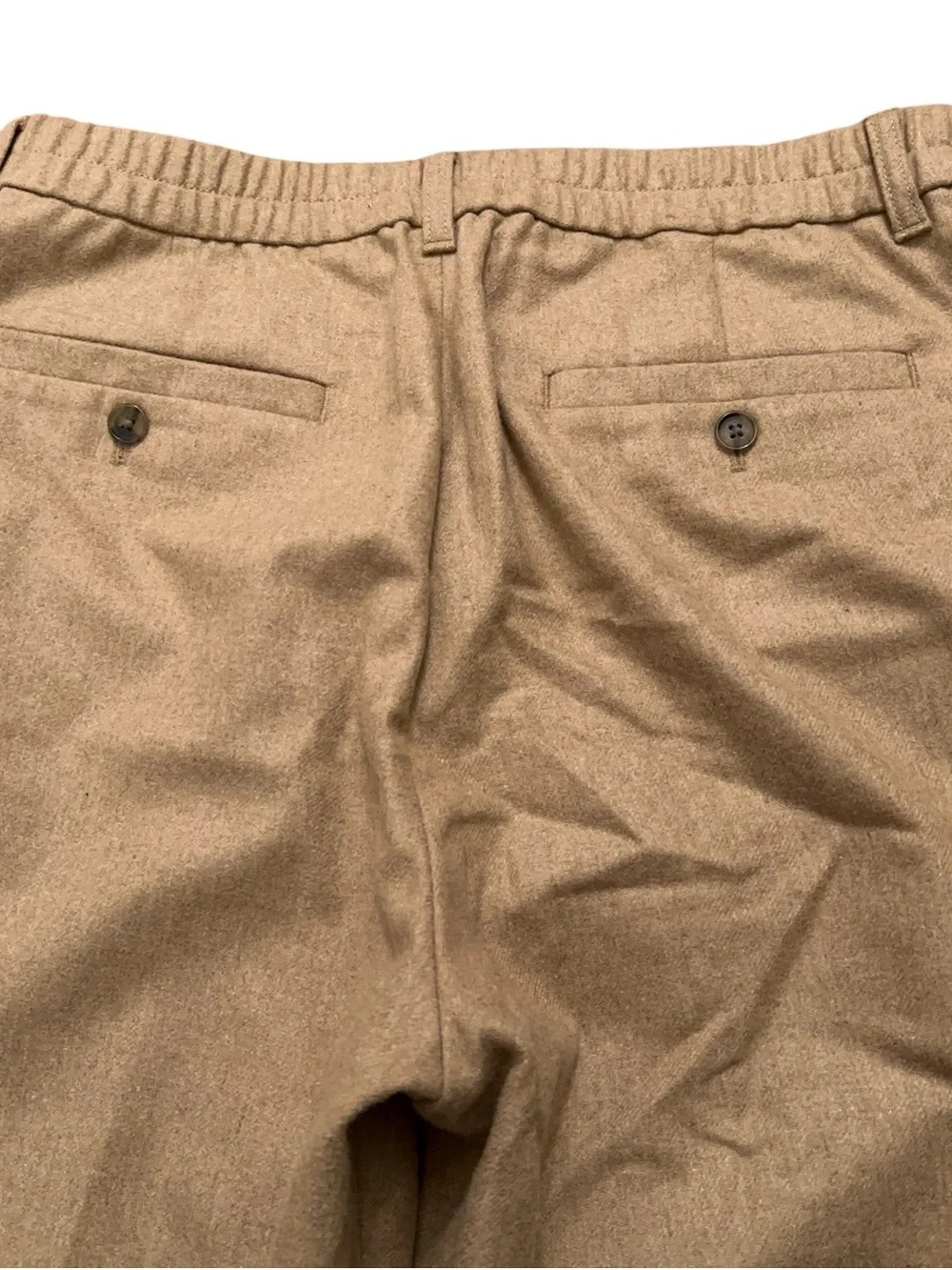 Banana Republic Wool Pants Mens 33 Elastic Waist Alfa-fi Fabric Flannel Brown